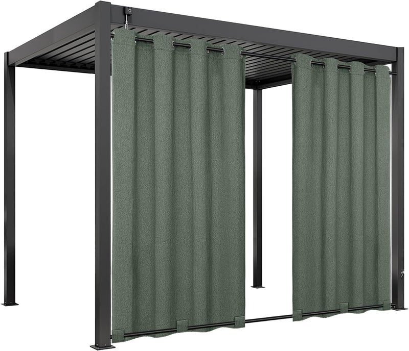 Easy-Going Linen Look Outdoor Curtains Waterproof Windproof Porch Curtains, Soft Thicken Outdoor Privacy Curtains for Patio, Gazebo, Grommet Top and Tab Bottom Drape, 1 Panel, 54x84 inch, Sage Green - Image 1